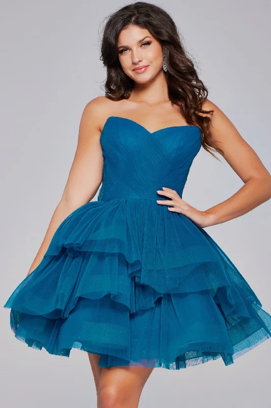 Tulle Short Strapless A-line Dress by Jovani 41054