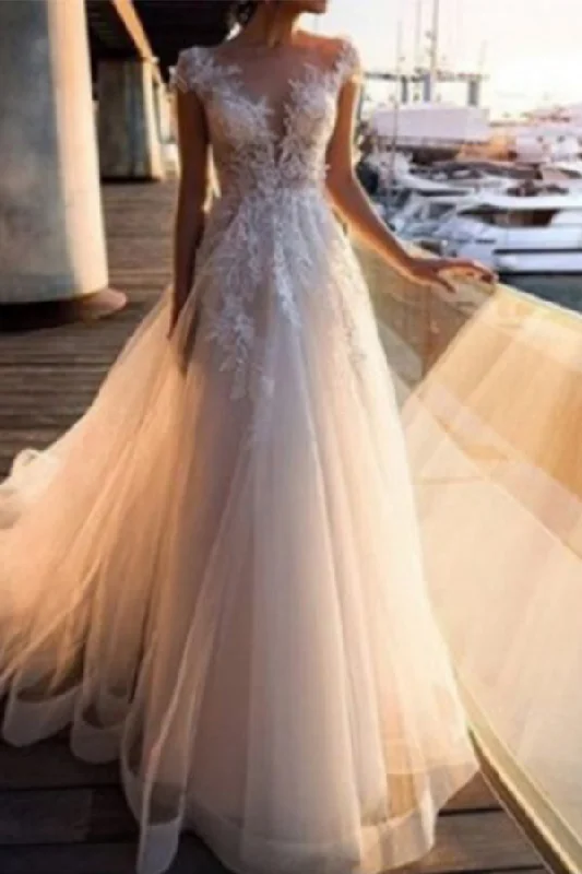 White V-neck See Through Tulle Dress