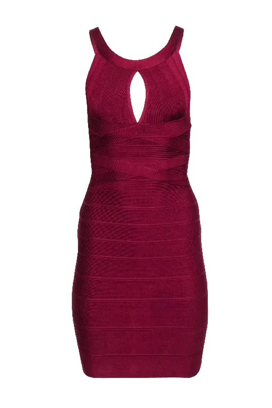 Herve Leger - Maroon Bandage Sleeveless Bodycon Dress Sz XS