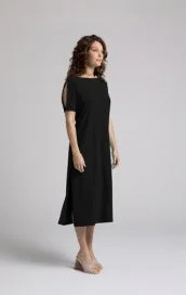 Sympli Boat Neck T-Shirt Dress 28172-1 Black