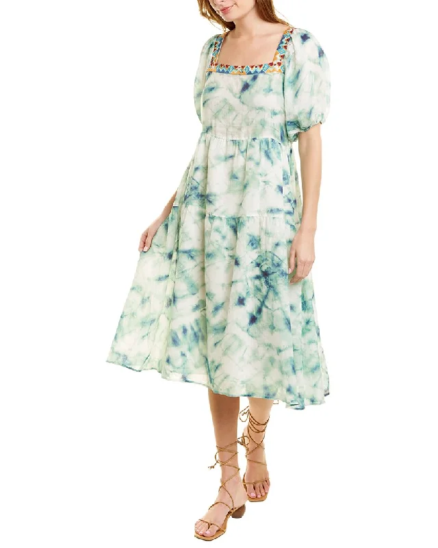 Johnny Was Marble Linen Midi Dress