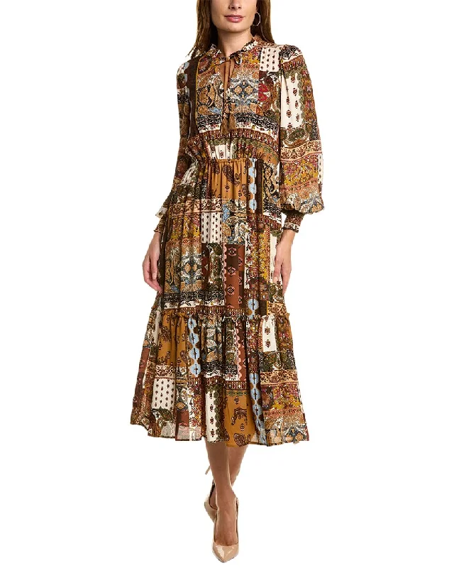 T Tahari Patchwork Midi Dress