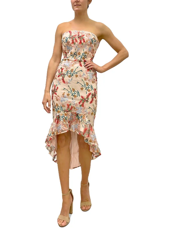 Womens Hi Low Midi Cocktail and Party Dress